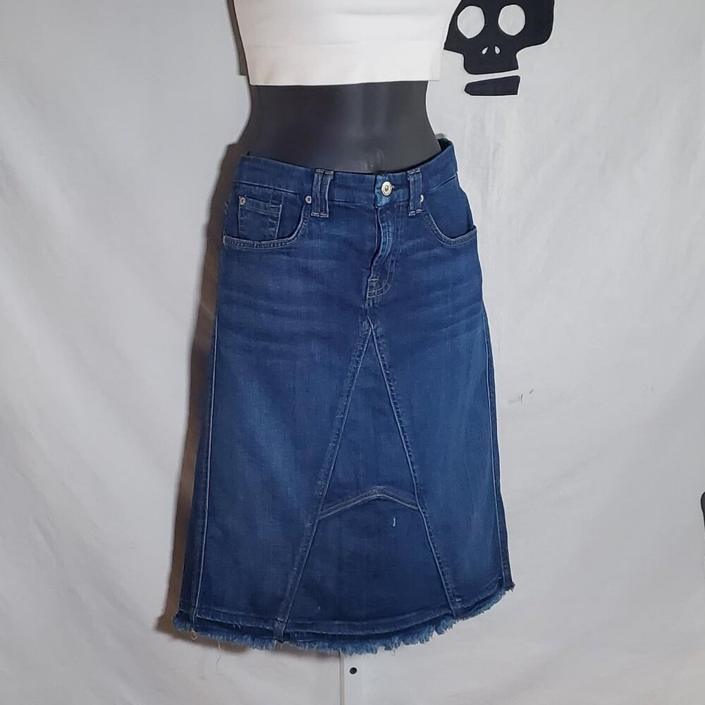 7 For all Mankind Midi Denim Skirt Sz 28